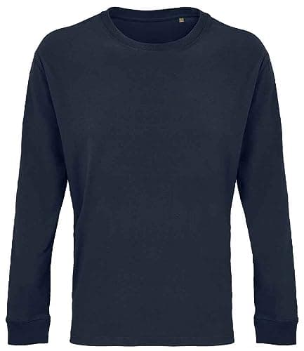 Image of Earth Wardrobe Organic Cotton Long Sleeve T-Shirt for Men – Soft Breathable Crew Neck Basic Tee – Sustainable Everyday Top French Navy