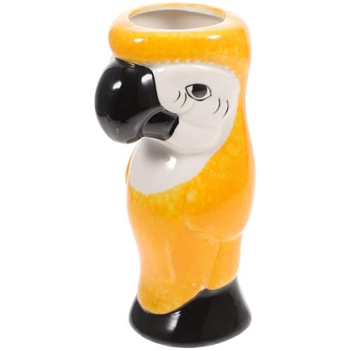 Image of FELTECHELECTR Creative Tiki Mug Porcelain Cocktail Drinking Cup with Parrot Shape, Convenient to Hold and Use, Beautiful Decoration for Festival and Bar Settings