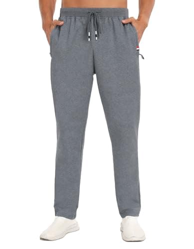 Image of YUTYTH Tracksuit Bottoms Men, Cosy Breathable Men's Joggers with Zip Pocket and Elasticated Waist, Cotton Trousers for Men for Daily Wear and Gym Running Grey