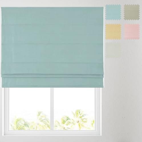 Image of Barnes Blinds -Atlanta Lined Roman Blinds - Choice of Deluxe or Standard Headrail - Durable Fittings Easy Fit (Duck Egg 61cm)