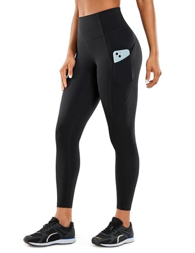 Image of CRZ YOGA Women's Naked Feeling Leggings Squat Proof High Waist Yoga Pants Running Sports Tights With Pocket Black-R427 S(10), Black - R427, 10