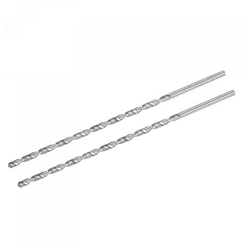 Image of sourcing map HSS(High Speed Steel) Extra Long Twist Drill Bits, 5mm Drill Diameter 250mm Length for Hardened Metal Woodwork Plastic Aluminum Alloy 2 Pcs