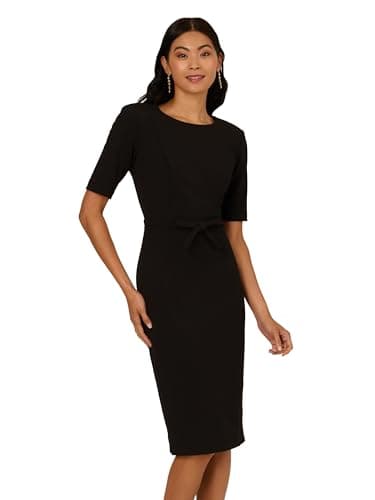 Image of Adrianna Papell Women's Mini Bow Front Sheath Dress, Black, 16
