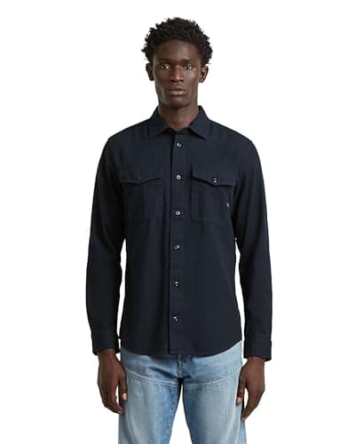 Image of G-STAR Men's Marine Slim Long Sleeve Shirt, Size: XXL, Color Blue