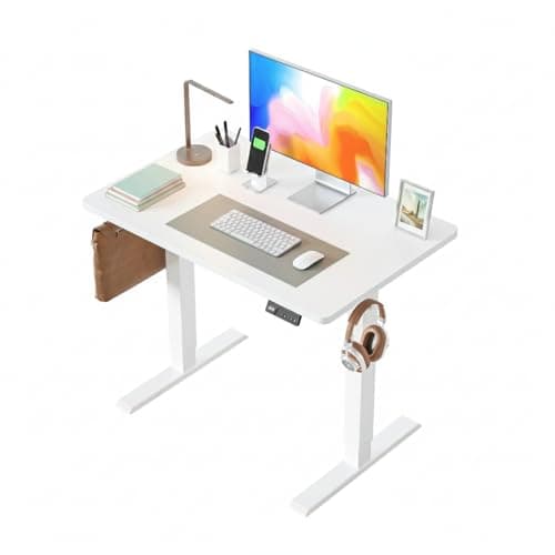 Image of FEZIBO Electric Standing Desk 100 X 60 cm Heigh Adjustable Standing desk with digital display panel, Ergonomic Home Office Desk for sit stand Table with Splice Board & White Wood Grain Surface
