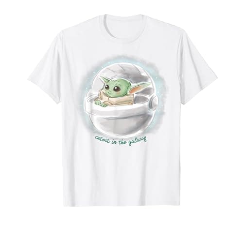 Image of Star Wars The Mandalorian The Child Cutest Watercolor T-Shirt, Men, White, Medium