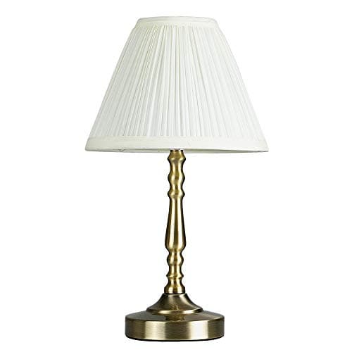 Image of MiniSun | Vintage Style Antique Brass Touch Table Lamp with a Pleated Cream Shade | Table Lamps, Home Décor & Improvement Essential | Includes 4W LED Bulb [2700K Warm White]
