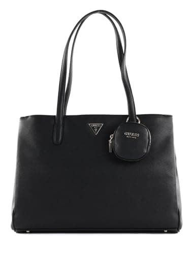 Image of GUESS Women's Power Play Tech Charm Tote Handbag Shopper (Black, One Size)