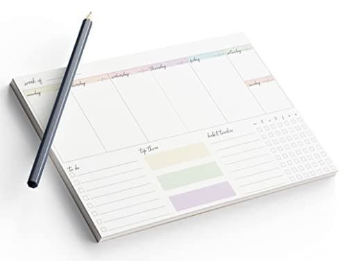 Image of A4 Weekly Planner 52 Week To View Diary Desk Pad Habit Tracker Todo To Do List - Multi Colour