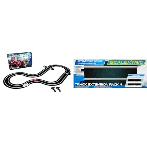 Image of Scalextric C1368 Le Mans Sports Cars Set - Exclusive to Amazon & C8526 Track Extension Pack 4 - Straights 1:32 Scale Accessory, Black