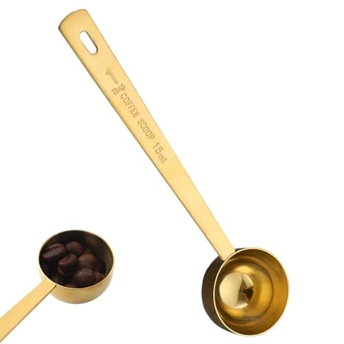 Image of KinetiCore Gold Finished Stainless Steel Measuring Spoon, 15ml Long Handle Design for Coffee, Collagen Supplements & Wellness Rituals