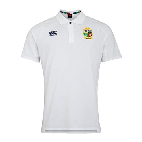 Image of Canterbury of New Zealand Men's British and Irish Lions Rugby Pique Polo Shirt, Bright White, XS