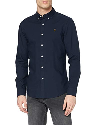 Image of Farah Mens Brewer Shirt, Maritime Blue, XL UK