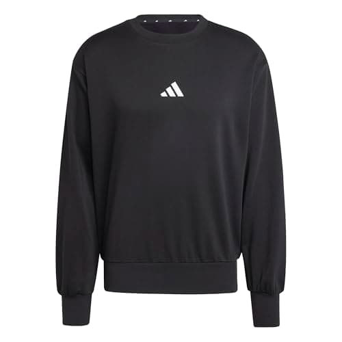 Image of adidas Men's ESSENTIALS FEELCOZY FLEECE SWEATSHIRT, black/white, XL