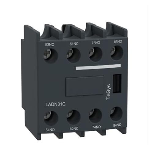 Image of LADN31 LADN31C Auxiliary contact block, TeSys D, 3NO + 1NC, front mounting, screw terminals