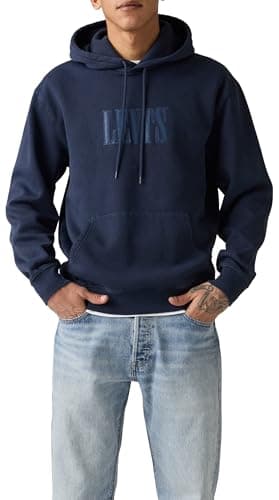 Image of Levi's Men's Relaxed Graphic Sweatshirt Hoodie Hoodie Poster Logo, 0pen Finish Tbd 15, XL