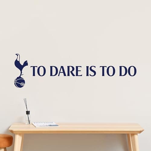 Image of Tottenham Hotspur to Dare is to Do Quote and Crest Wall Sticker Art Vinyl Mural Football Gift (Navy, 180cm Width x 45cm Height)
