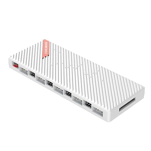 Image of YAODHAOD 20-Port ARGB PWM HUB, RGB Controller 12V 5V 2-in-1 Integrated Fan Hub, Digital Control of Lighting and Fan Speed (White)