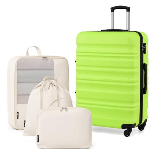 Image of COOLIFE Large Suitcase 28 Inch with 1 Shoe Bag + 1 Toiletry Bag + 1 Travel Organizer, ABS+PC Large Suitcase with Wheels & TSA Lock