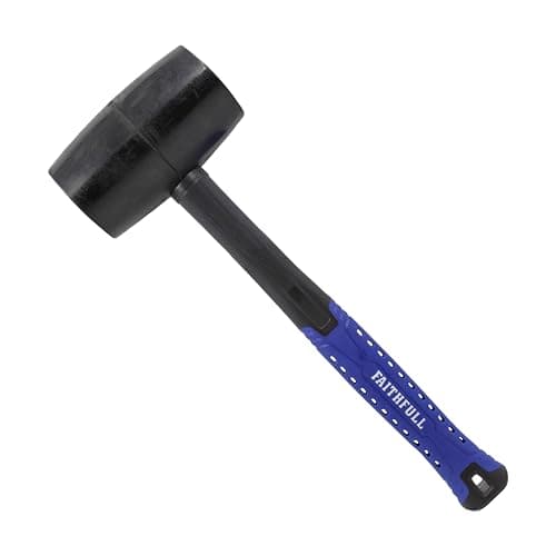 Image of Faithfull Black Rubber Mallet 907g (32oz) – Durable Rubber Head with High-Strength Fibreglass Shaft & Ergonomic Non-Slip Grip for Assembly, Flooring & Non-Damaging Striking Tasks