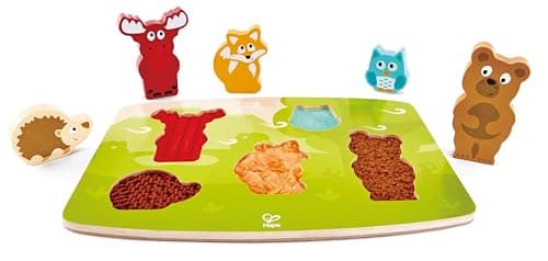 Image of Hape Forest Animal Tactile Puzzle | Wooden Jigsaw Puzzle | Forest Animals Block Puzzle | For 2 Years +