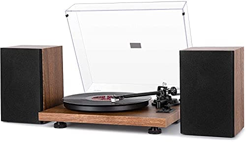Image of 1 BY ONE Bluetooth Turntable Hi-Fi System with 36 Watt Bookshelf Speakers, Vinyl Record Player with Magnetic Cartridge