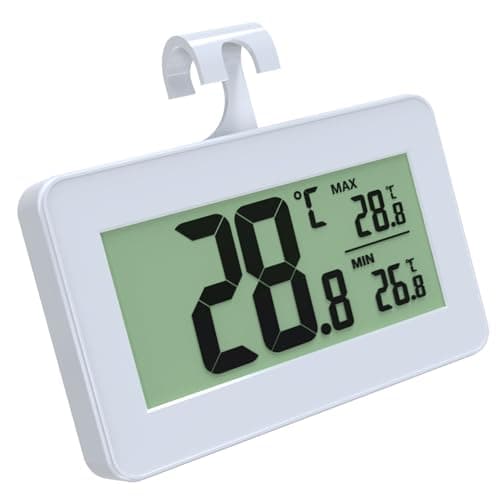 Image of Suplong Fridge Thermometer with Max/Min Record, Easy Battery Replacement, High Accuracy Refrigerator Monitor for Kitchen, Basement Large LCD Digital Freezer Thermometer (1 Pack)