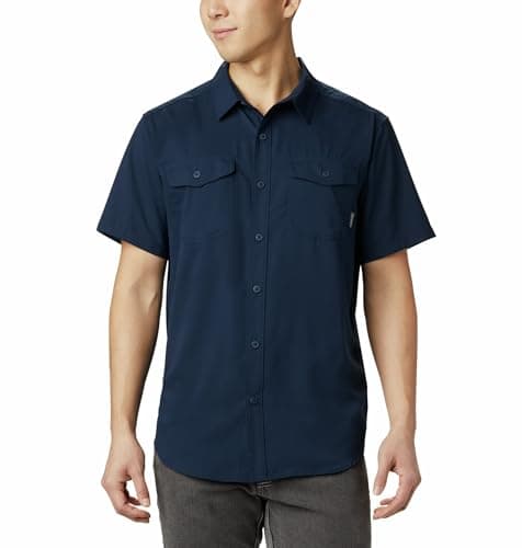 Image of Columbia Men's Utilizer 2 Solid Short Sleeve Shirt Short Sleeve Shirt, Collegiate Navy, Size XL