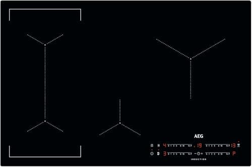 Image of AEG 6000 Series Bridge Induction Hob IKX84443CB, 80 cm, 4 Cooking Zones with Hob2Hood, PowerBoost, OptiFix One Step Install, EcoTimer Energy Saver, Child Lock, Minute Minder, 44x750x490mm, Black