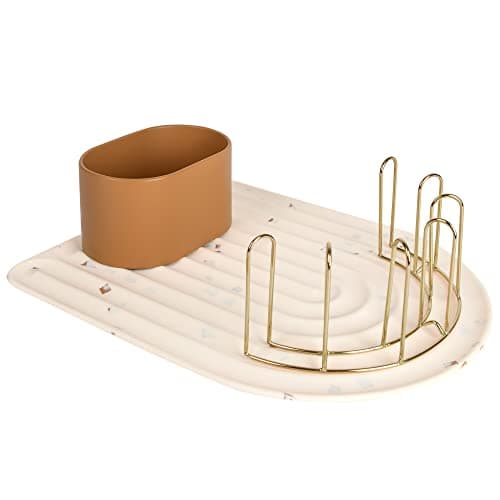 Image of Boon ARC Modular Baby Bottle Drying Rack — Includes Silicone Drying Mat, Accessory Cup, and 7-Prong Wire Bottle Rack — Baby Essentials