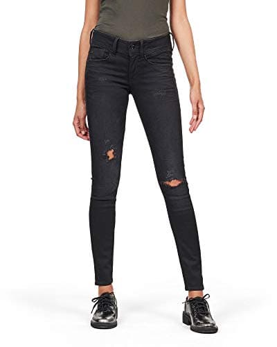 Image of G-STAR RAW Women's Lynn Mid Skinny Jeans, Grey (worn in ripped lava D06746-B472-A961), 26W / 32L