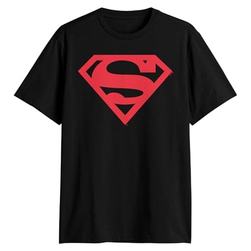 Image of Superman Logo Symbol Justice League DC Costume Adult T-Shirt, Black, Medium