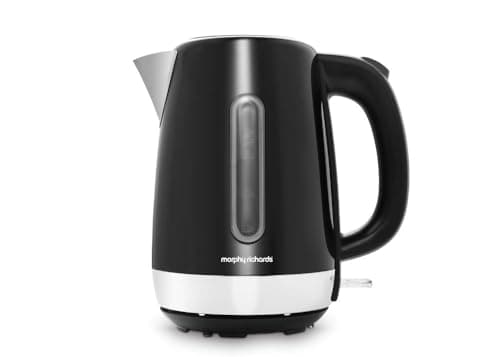 Image of Morphy Richards Equip Jug Kettle, 1.7L, 3Kw Rapid boil, Removeable Limescale Filter, Easy View Water Gauge, Stainless Steel Case, Black, 102783