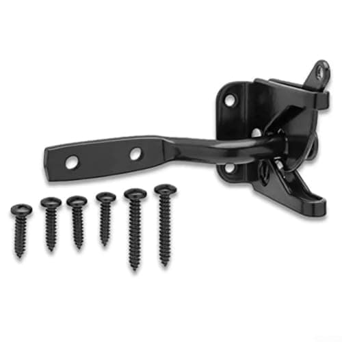 Image of Self-locking Automatic Gravity Lever Gate Latch for Fence Doors – Heavy-duty Steel Construction Black Finish 144 X 43 Mm Simple Place with Mounting Hardware