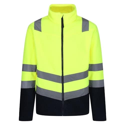 Image of Regatta Professional Mens Pro Hivis 250 Fleece Jacket, Yellow/Navy, XL EU