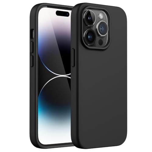 Image of JETech Silicone Case for iPhone 14 Pro Max 6.7-Inch, Silky-Soft Touch Full-Body Protective Phone Case, Shockproof Cover with Microfiber Lining (Black)