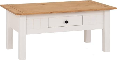 Image of Seconique Coffee Table, Engineered Wood, White/Natural Wax, W 1000mm x D 600mm x H 440mm