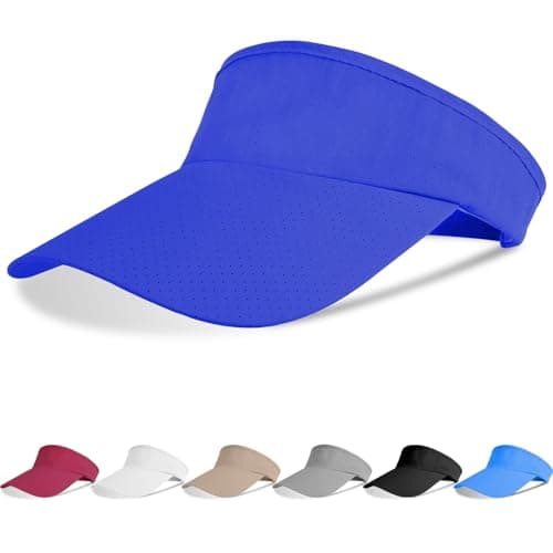 Image of Aomig Sun Visor Cap, Sports Sun Visor Hats Mesh Quick Dry Golf Cap, Plain Empty Top Baseball Cap Adjustable Sports Cap, Breathable Ponytail Baseball Hat, Unisex Tennis Summer Visor Hats(Royal Blue)