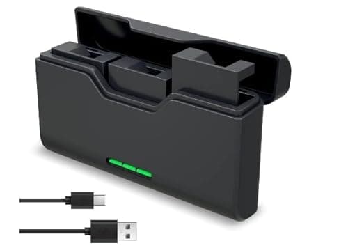 Image of Battery Charger for GoPro HERO 5, HERO5 Session, HERO5 Black - Charge 3 Batteries at a time - Fast USB C Cable included - SD Card Storage Slots