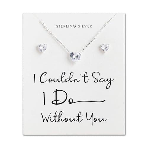Image of Philip Jones Sterling Silver I Couldn't Say I Do Without You Bridal Heart Solitaire Set Created with Zircondia® Crystals