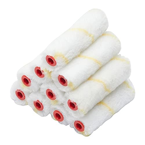 Image of Fit For The Job 10 Pack 4 inch Medium Pile Woven Mini Paint Rollers for DIY Painting, Gives a Smooth Finish Painting with Emulsion Paints on Interior Walls and Ceilings, 4" 100mm
