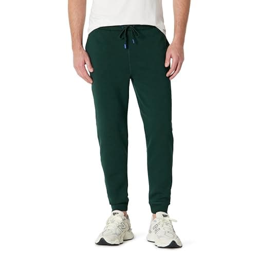 Image of Amazon Essentials Men's Athletic Regular-Fit Gym Jogger Trousers, Active Sweat, Dark Green, S