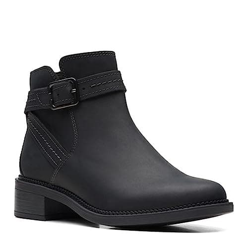 Image of Clarks Women's Maye Strap Ankle Boot, Black Leather, 5.5 UK