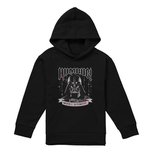 Image of Cotton Soul Disney Star Wars Darth Vader Humbug Christmas, Merry Sithmas! Youth Kids Boy/Girls Pull-Over Hoodie, Black, 9-11 Years