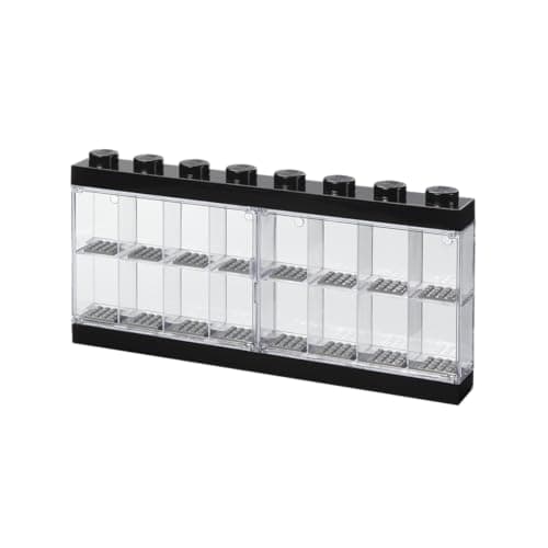 Image of LEGO Minifigure Display Case 16 Black, Stackable Container for Wall or Desk, Space for 16 Minifigures, Home Office Display Cabinets LEGO storage
