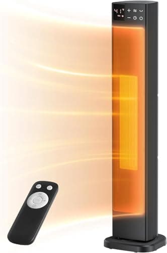 Image of Midea 30 Inch Electric Heater, 2000W Ceramic Tower Heater with Thermostat and Remote Control, 75° Oscillation & 24-Hour Timer, Energy Efficient, Overheat & Tip Over Protection, Quiet Heater for Home