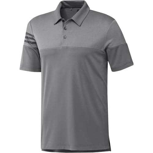 Image of adidas Mens Heather 3-Stripes Block Sport Shirt (A213) -Grey Three -S