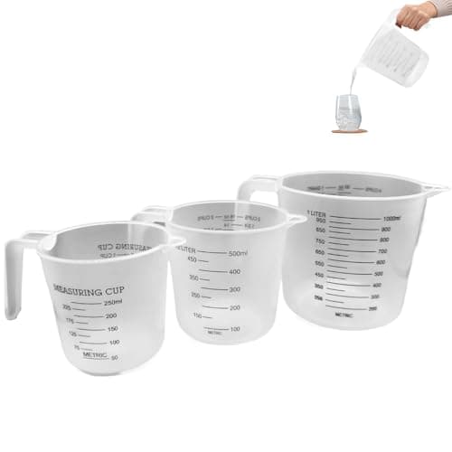 Image of 3-Piece Measuring Jug Set with 1L, 500ml, and 250ml Sizes – Clear Plastic for Precise Baking and Cooking Measurements