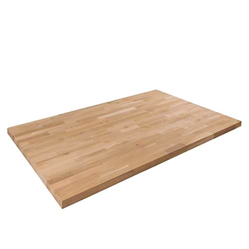 Image of domli Solid Wood Oak Office Desk Top | 1200mm x 500mm x 27mm | Premium European Wooden Rectangular Tabletop | Timber Worksurface Large Tabletop Worktop Desktop Countertop
