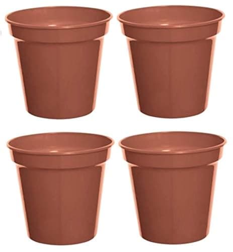 Image of Whitefurze 4 Large Plastic Plant Pot 17cm 7Inch Vegetable Cultivation Pot Terracotta Colour